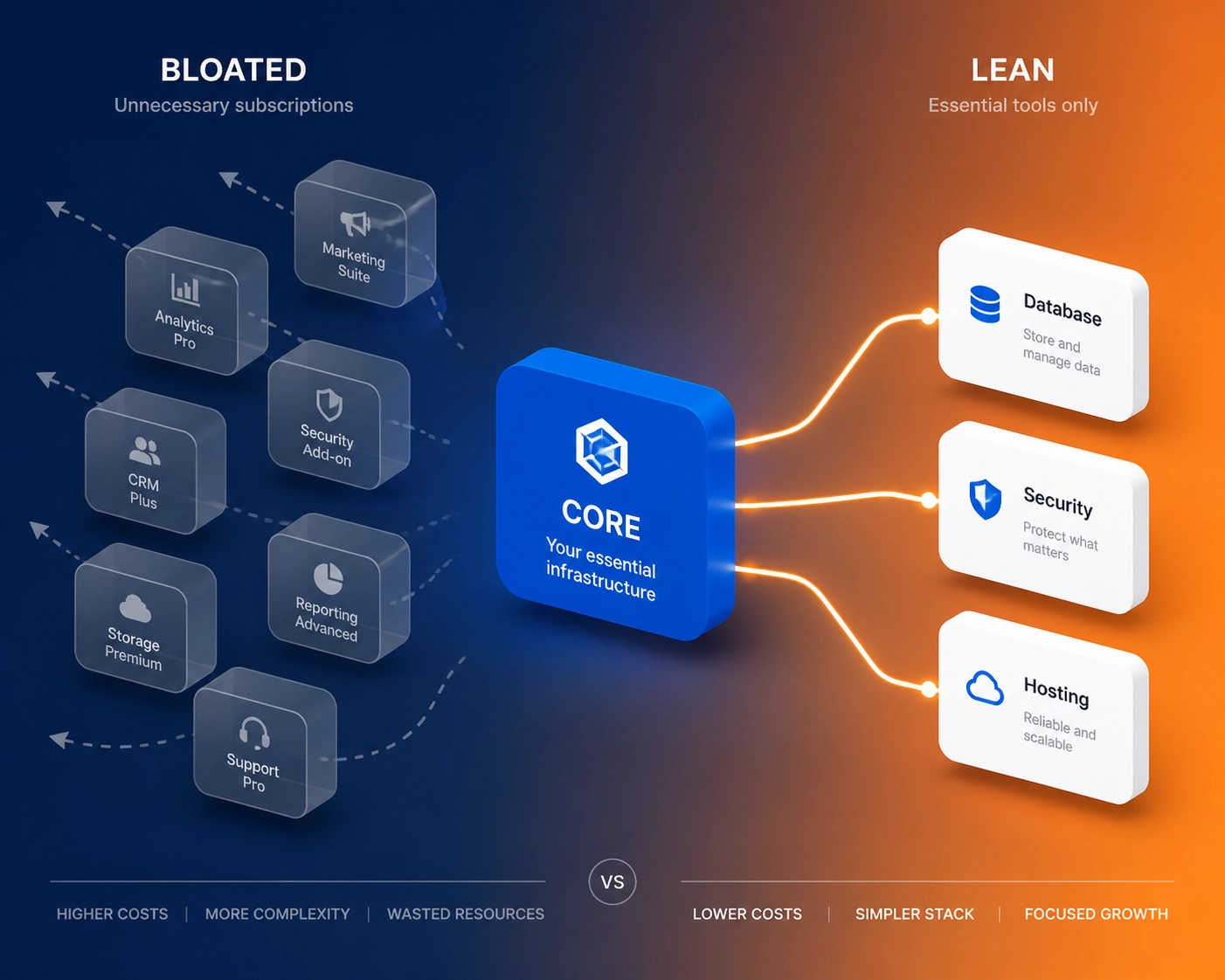 Comparison of bloated subscriptions versus lean email list building tools and autoresponders.