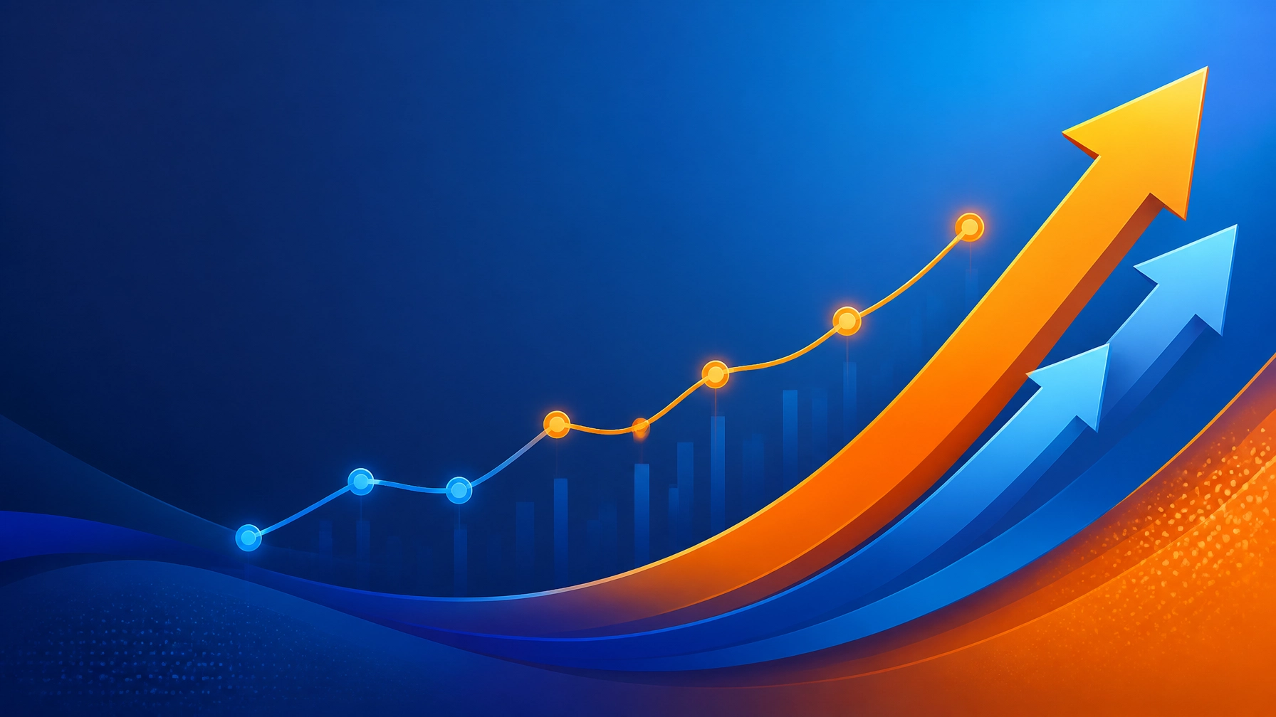 An upward-trending geometric arrow representing growth and systematic marketing success.