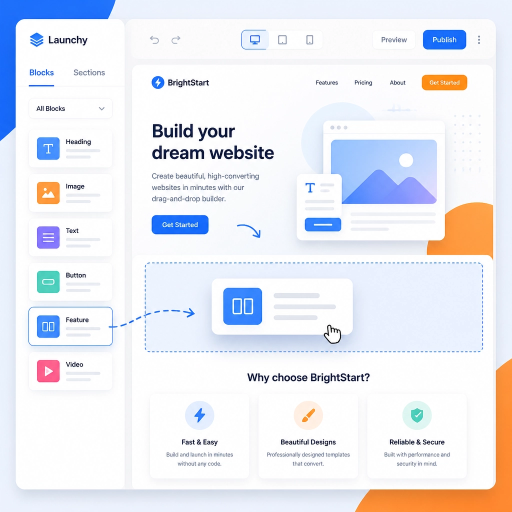 Illustration of a minimalist webpage builder interface
