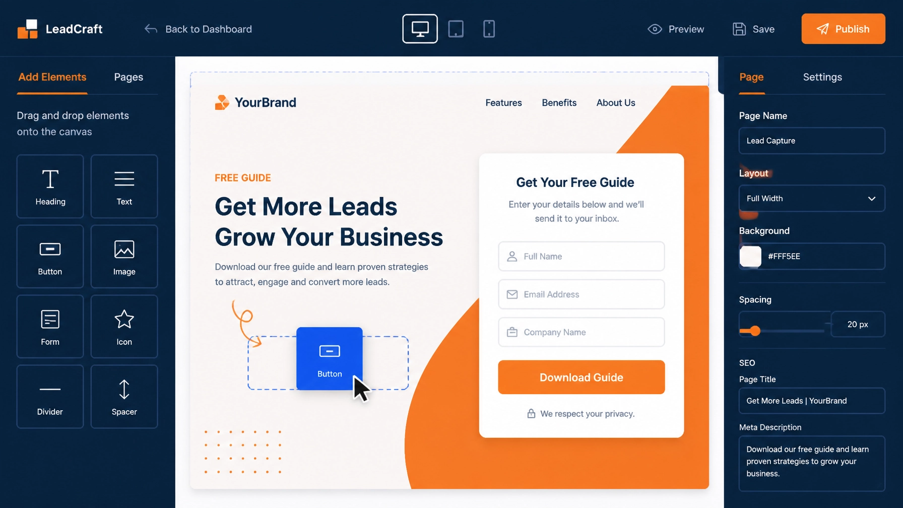 Webpage Builder for Lead Capture