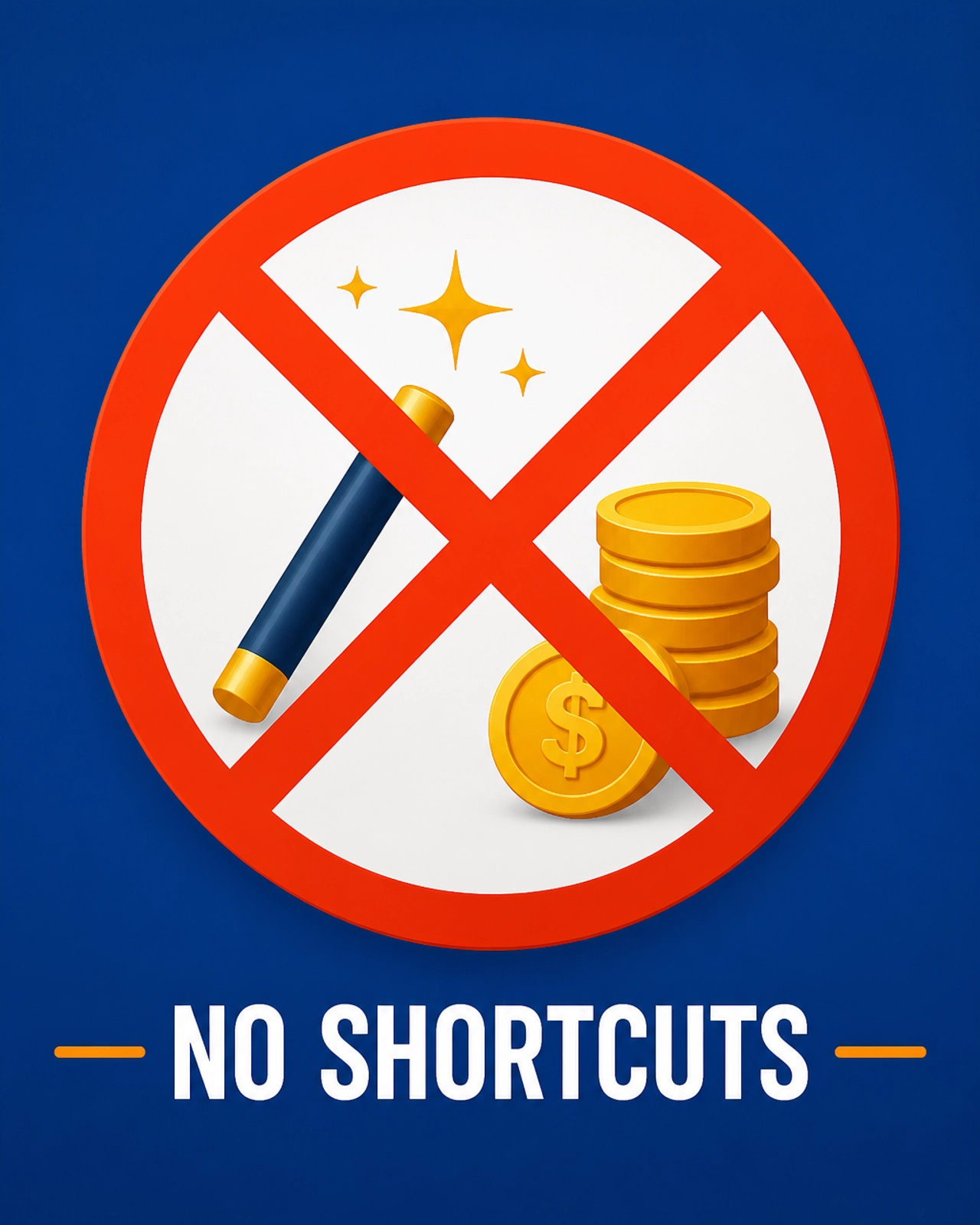 Minimalist digital illustration showing a 'Stop' sign over a shortcut symbol
