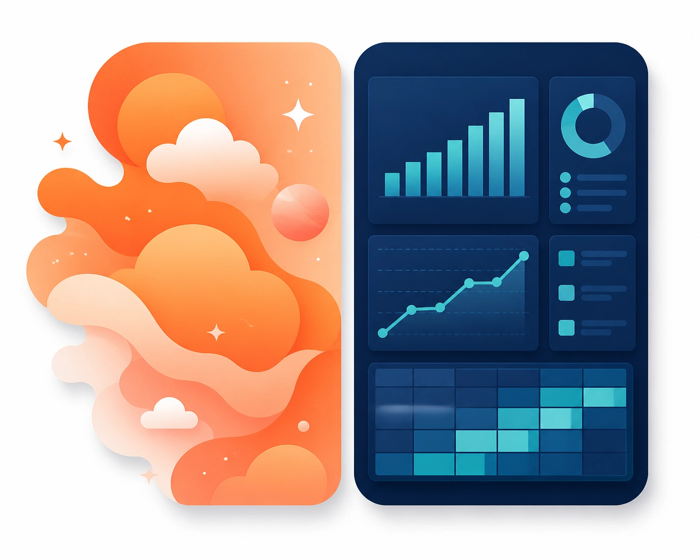 Comparison graphic contrasting influencer design aesthetics with data-driven marketing ROI for link-in-bio tools.