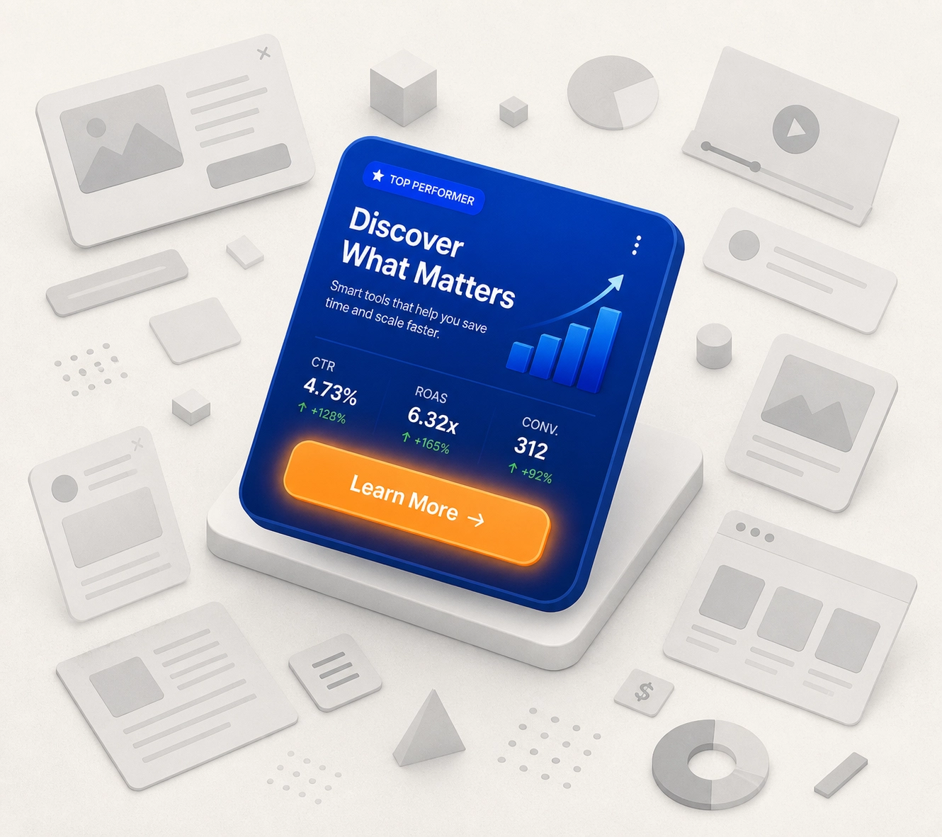 Minimalist high-CTR banner ad design with a high-contrast call-to-action button.