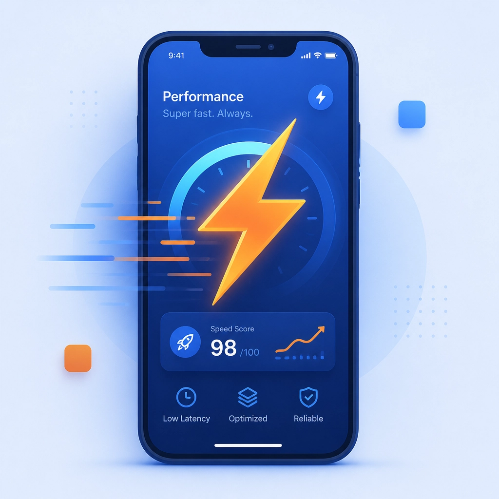 Lightning bolt icon representing high-speed mobile performance