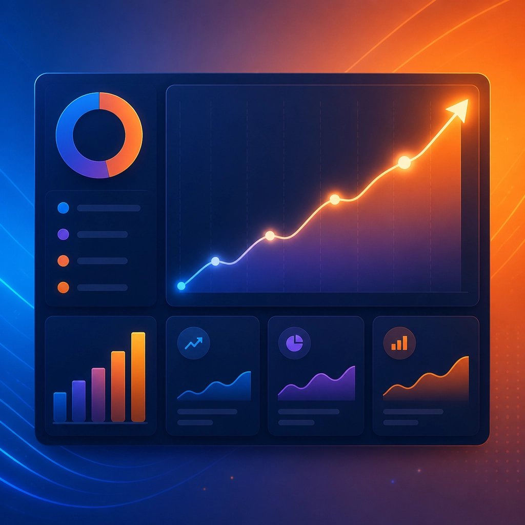 Clean, modern vector illustration of a high-speed data dashboard