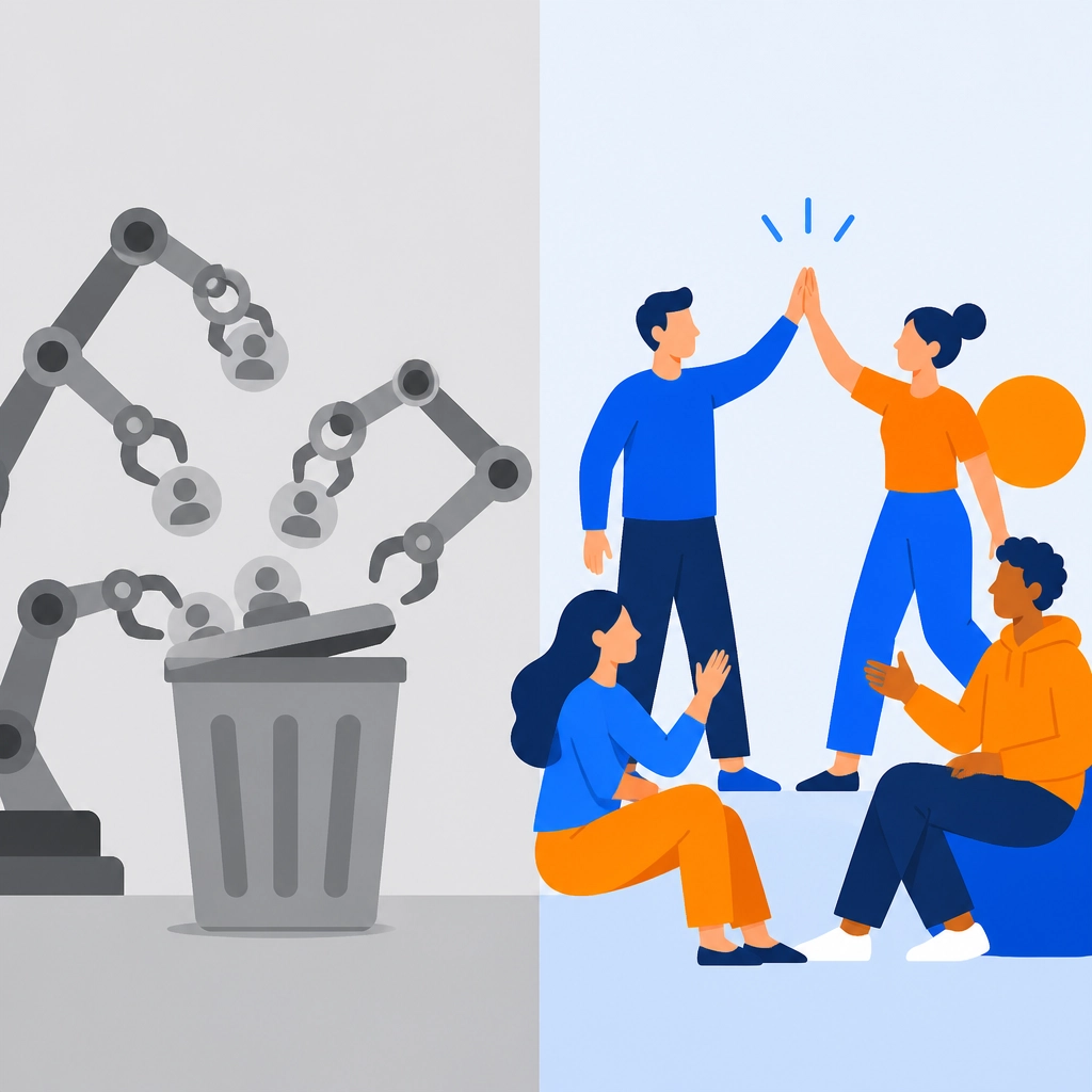 Split screen illustration of bot views vs real engagement