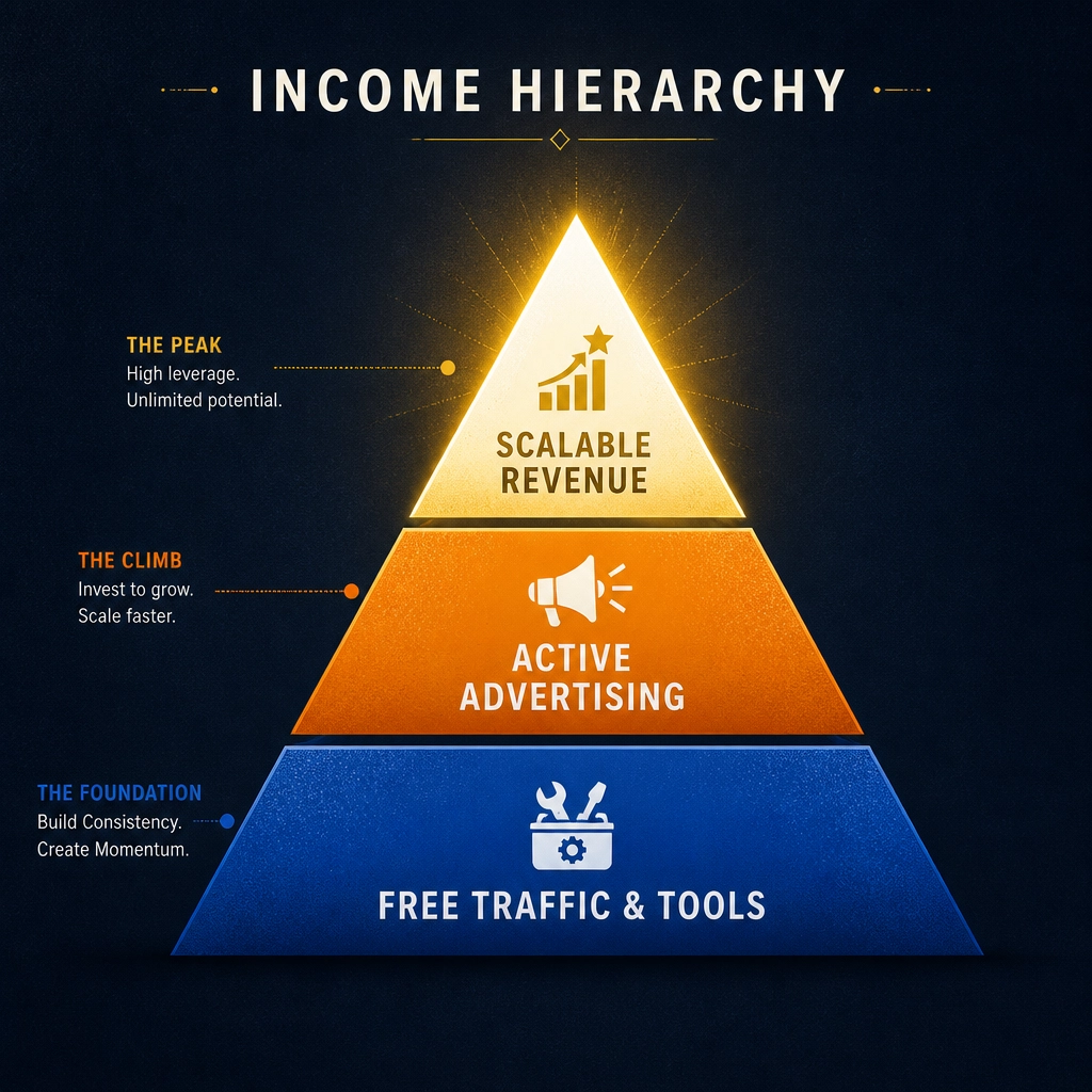 The Income Hierarchy Pyramid: Free Traffic to Scalable Revenue